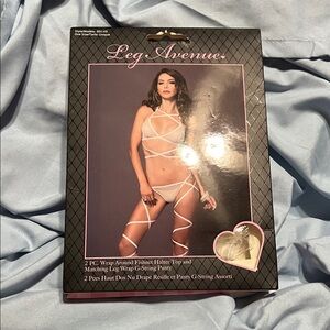 Leg Avenue White Wrap Around Fishnet Set